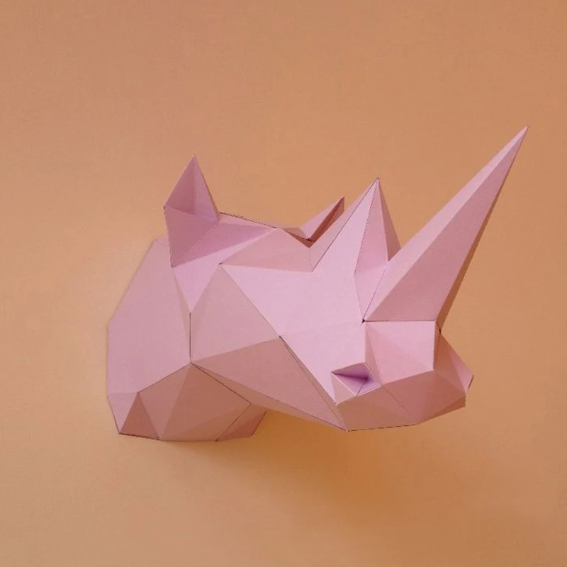 Сделай сам для дома украшения милые носорог Бумага модель игрушка головоломка