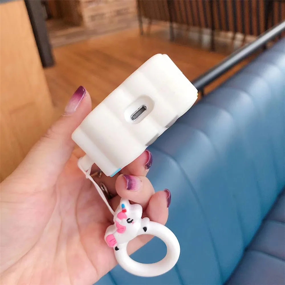 Airpod чехол Единорог красочный лошадь Беспроводная гарнитура bluetooth Силиконовый противоударный airpods чехол милый свободного кроя для защиты от пыли