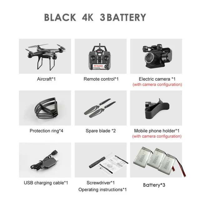 Black 4k 3B Дрон 4k камера аэрофотосъемка длительный срок службы батареи Wifi карта передача четырехосный самолет игрушка пульт дистанционного управления RC самолет - Цвет: Black 4k 3B