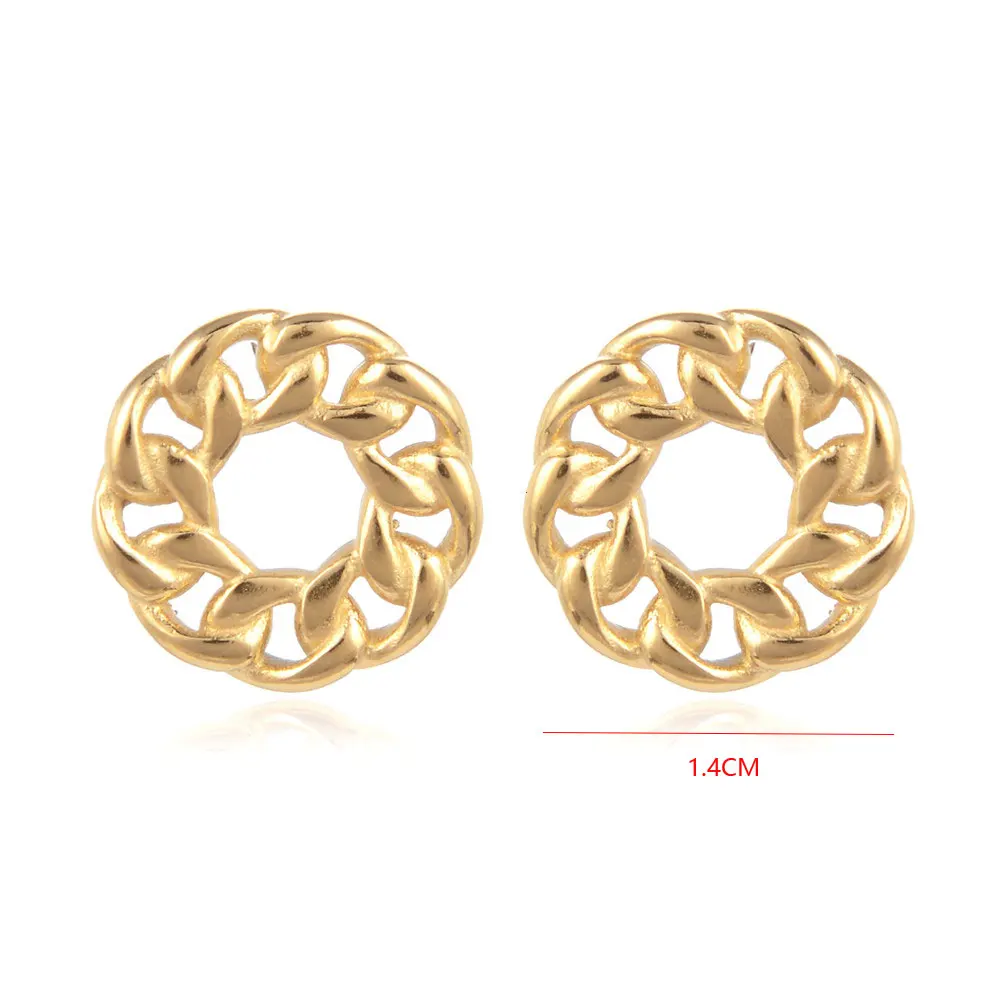 

Winter New Punk Hollow Twisted Chain Round Stud Earrings For Women And Men 18K Gold IP Plated Stainless Steel Dumpy Stud Earring