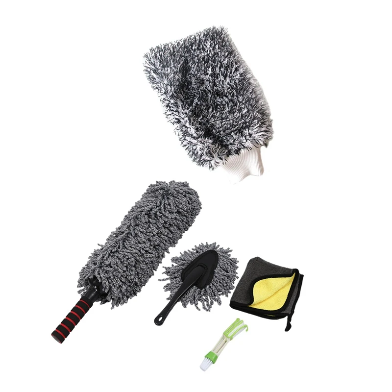 

1 шт. Высококачественная митенка из микрофибры для мойки автомобиля и 4 шт. комплект для тряпки автомобиля, для наружного или внутреннего исп...