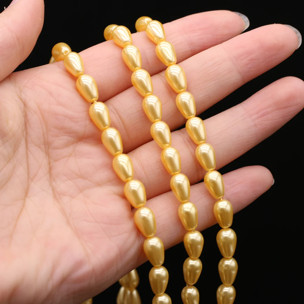 

Hot Sale New Natural Pearl Round Drop-shaped Yellow Shell Beads Beaded Loose Beads for Jewelry Making Necklace Bracelet