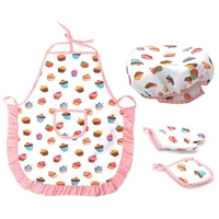 4pcs kids cooking and baking set includes apron for little girls chef hat for toddler dress up