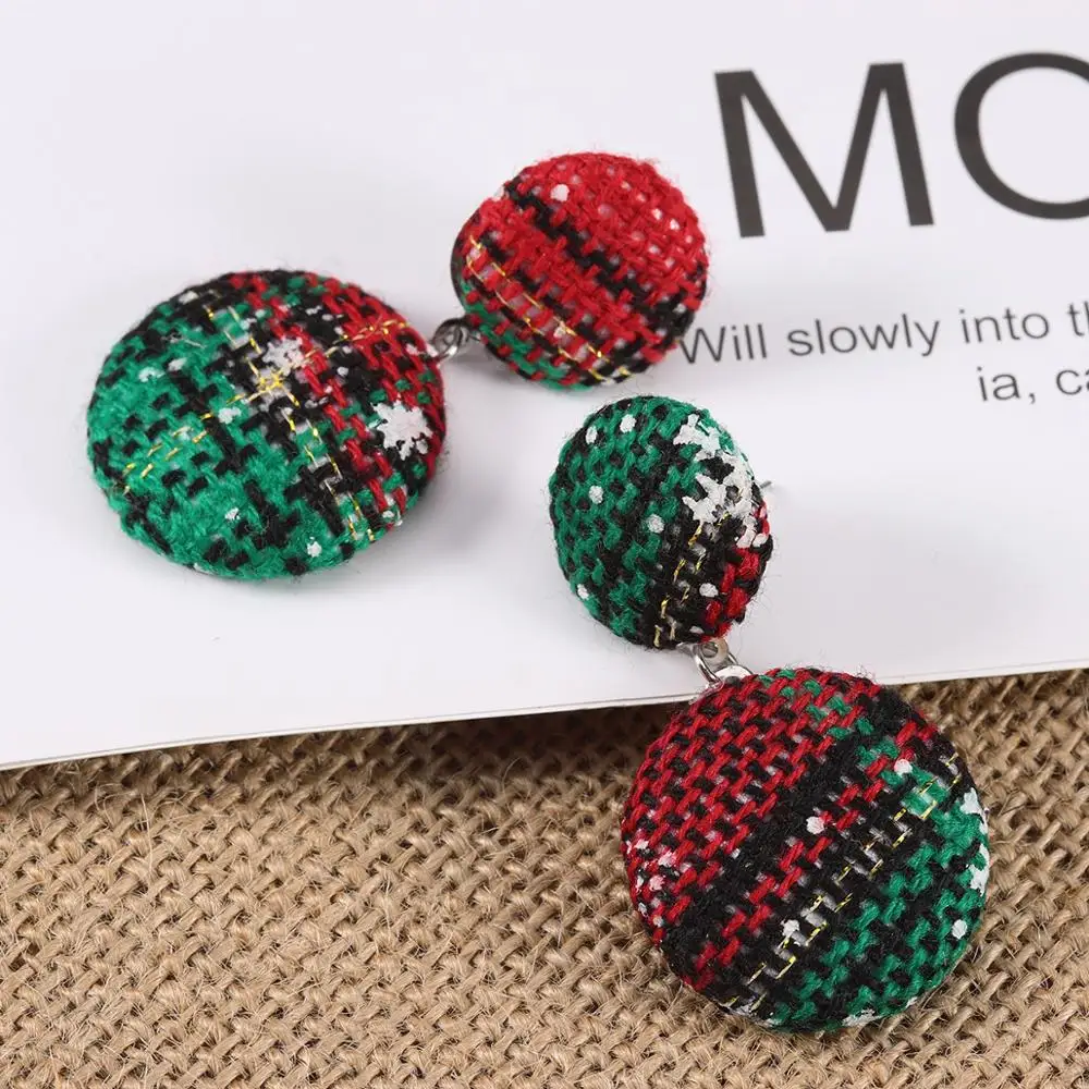 Осенне-зимние новые винтажные бархатные длинные висячие серьги с пуговицами