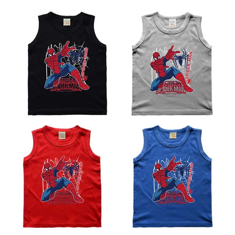 Лето 2021 одежда Marvel для мальчиков футболка человека паука Детская с короткими