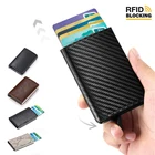 2021 визитница для удостоверения личности и кредитных карт для мужчин и женщин металлический RFID винтажный Алюминиевый футляр из искусственной кожи противокражный кошелек для карт карбоновый