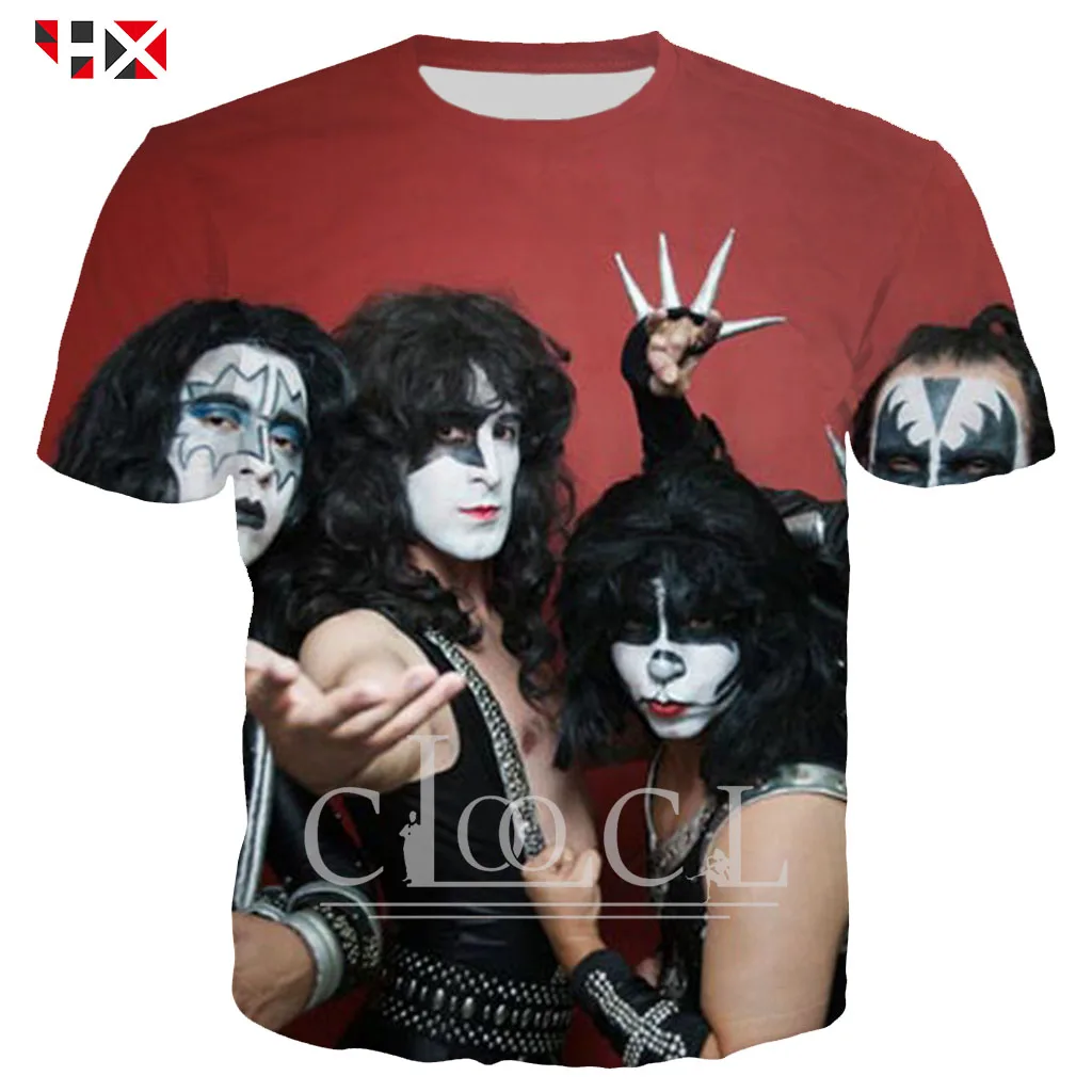 

HX Metal Rock KISS Band T Shirt 3D Print Casual Funny Cartoon Harajuku Streetwear Tee Shirt Sportswear Tops Oversized Clothes
