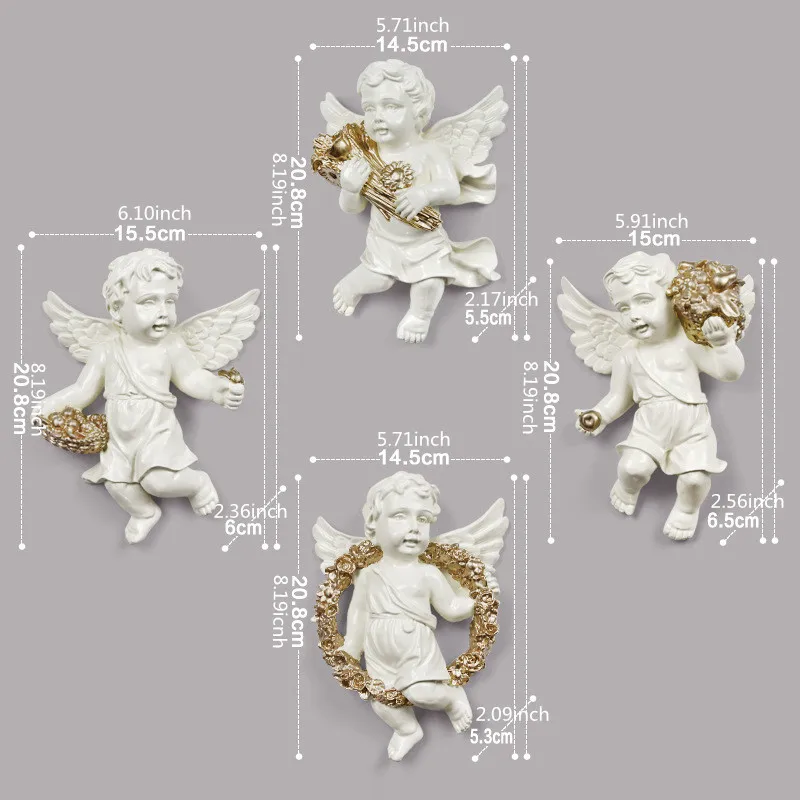 outline in gold 4 шт., европейский стиль, с птицами из смолы, на стену, для украшения голубей, украшения из смолы, европейский стиль, ангел, на стену, для украшения дома - Цвет: outline in gold