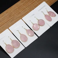 new fashion natural stone crystal earrings rose quartzs temperament earrings for women girls pendientes trendy jewelry gifts