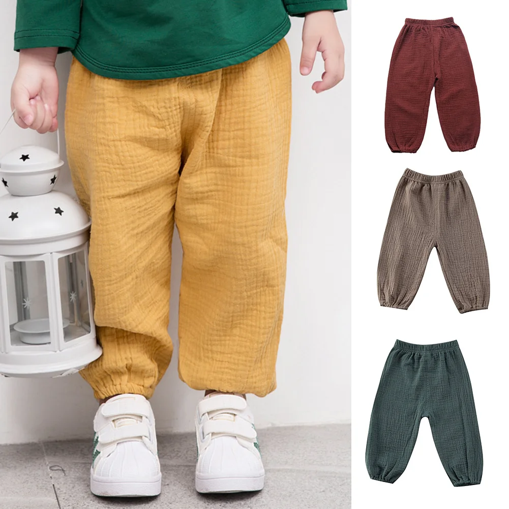

Children'S Trousers Men'S And Women'S Wrinkled Cotton Vintage Trousers Lanterns Mosquito-Proof Harem Pants Children'S Clothing
