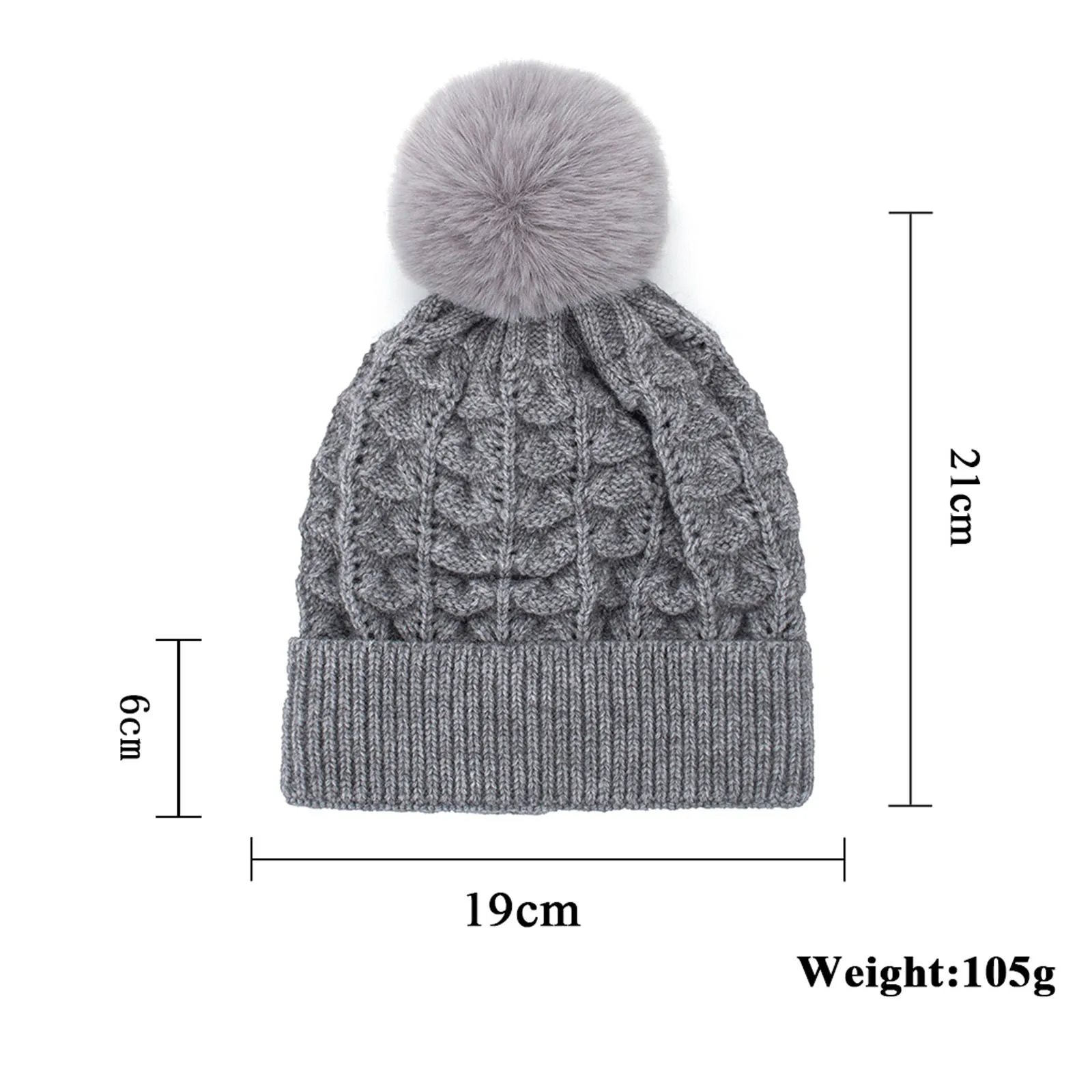 

Women Knit Hat Outdoor Winter Adult Neutral Keep Warm Hairball Plush Hats Knitted Woolen Hat Beanie Hat #45