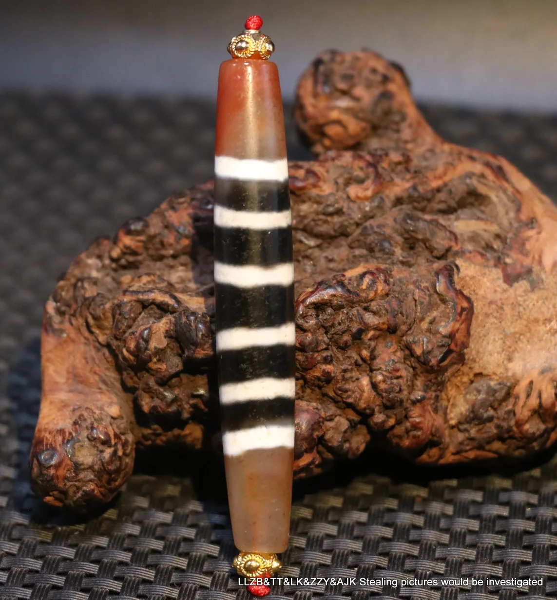 

LKbrother Talisman Treasure Magic Energy Tibetan Top Old Agate 6 Stripes Healer Medicine dZi Bead Pendant 5A $$$