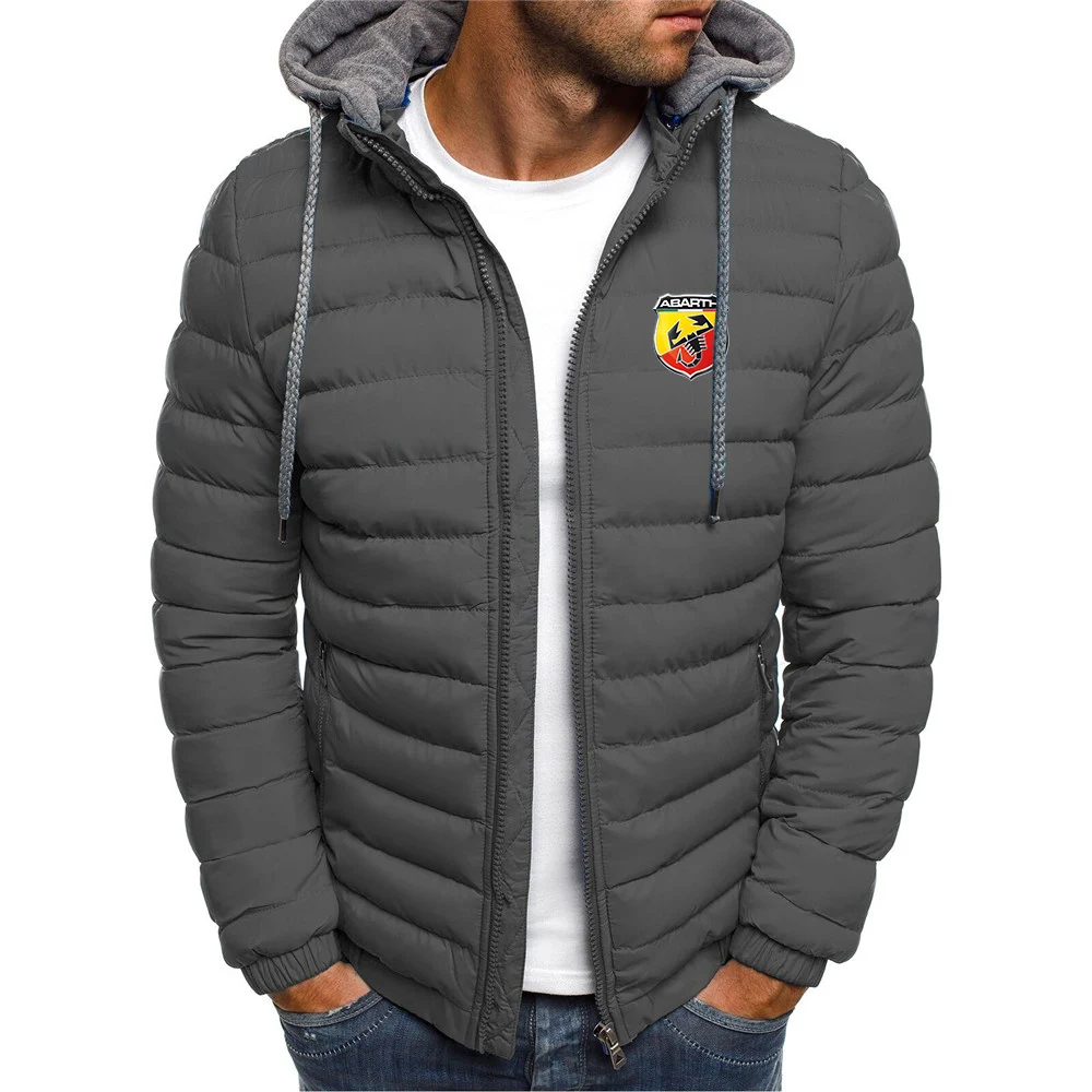 

ABARTH Logo Men Winter Jacket Brand Coat Padded Mens Warm Fleece Lining Big Pockets Waterproof Fashion New Coats Jackets