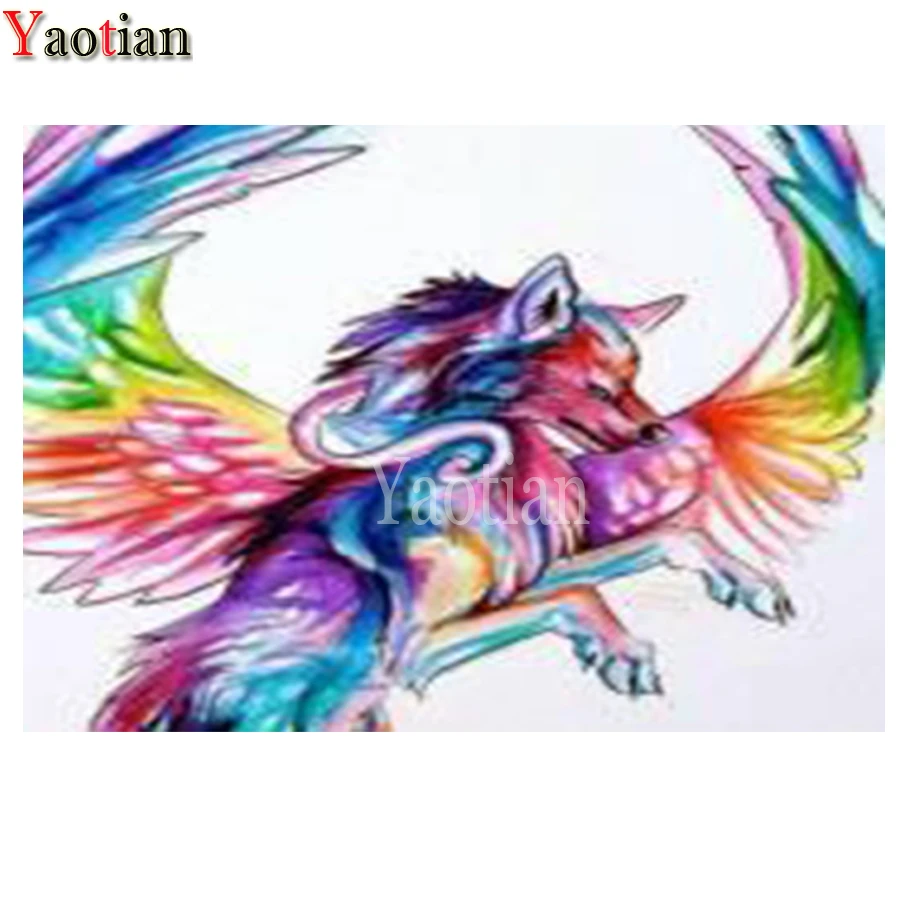 

New Diamond Embroidery Colorful fox wings Diamond Painting Full Square Round Rhinestones Picture Diamond Mosaic Beadwork