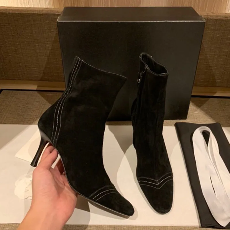 

Autumn Black Boots Brand Design High Heels Women Shoes New Fashion Female Leather Boots