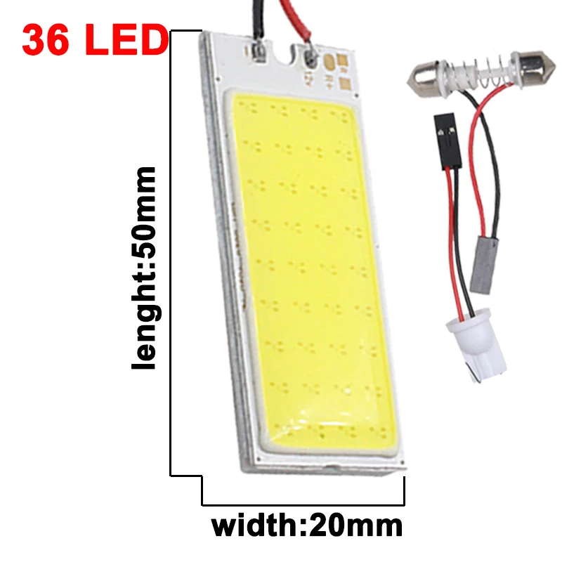 36 LED 1х T10 W5W светодиодный COB лампочка C5W C10W COB светодиодный фестон 31 мм 36 мм 39 мм 42 мм 12 в супер яркий белый интерьер автомобиля купольный светильник для чтения - Испускаемый цвет: 36 LED