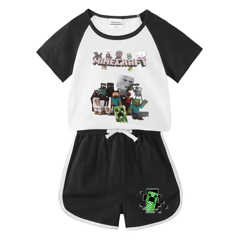 

Children's summer leisure suit Cartoon T-shirt + shorts leisure sports suit toddler girl summer clothes 2021 baby boy clothing
