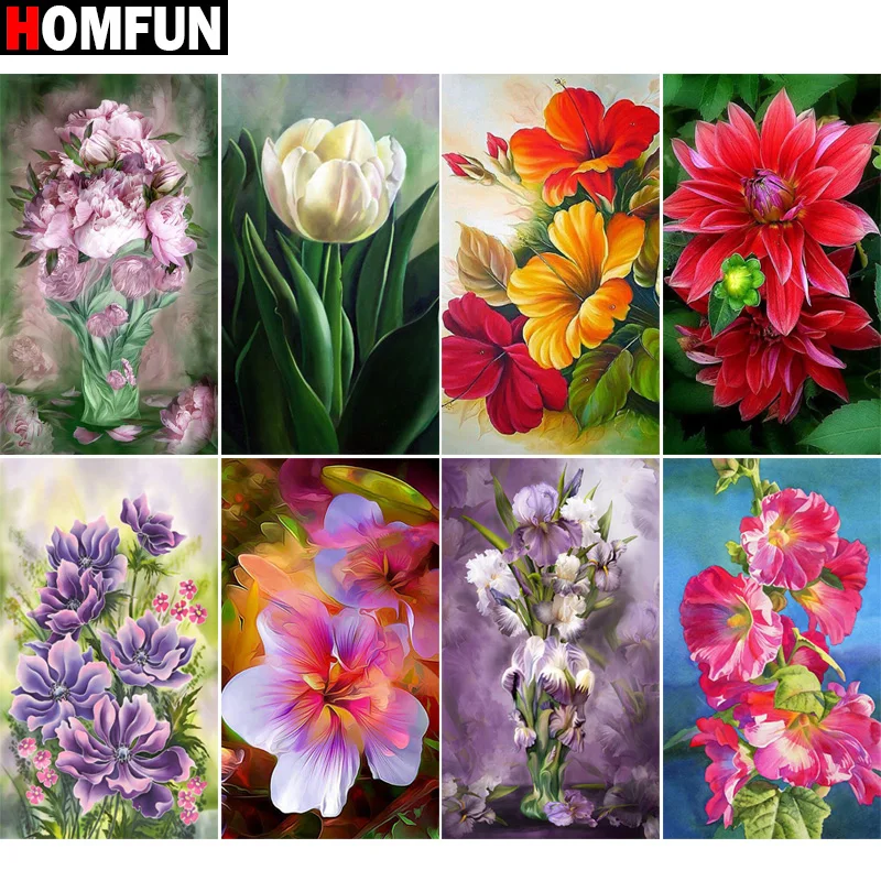 

HOMFUN 5D Diamond Painting "Colorful flowers" DIY Full Rhinestones Drill Cross-stitch Square Round Diamond Embroidery