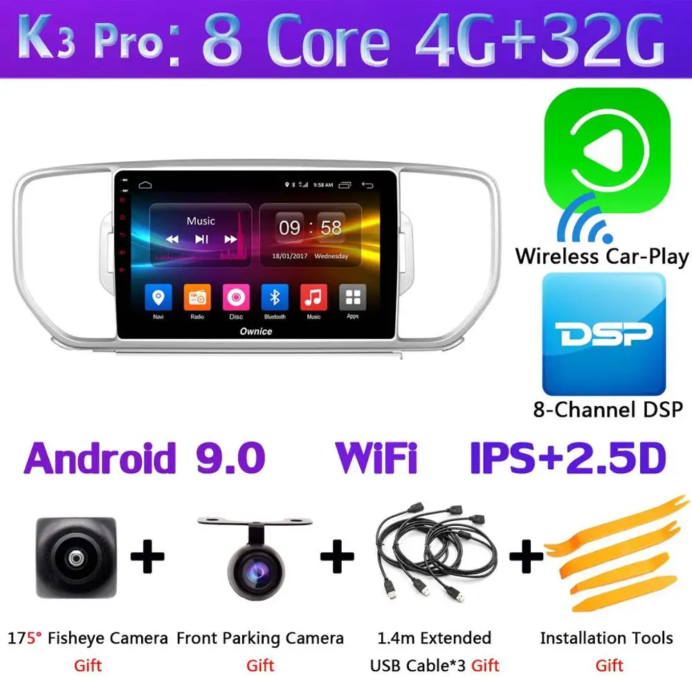 K3 Pro CarPlay 360 ° панорамный 4 аппарат не привязан к оператору сотовой связи 4G+ 64G Android 9,0 Автомобильный мультимедийный радио для Kia KX5 Sportage 4 gps навигации DSP CarPlay - Цвет: K3 Pro CarPlay