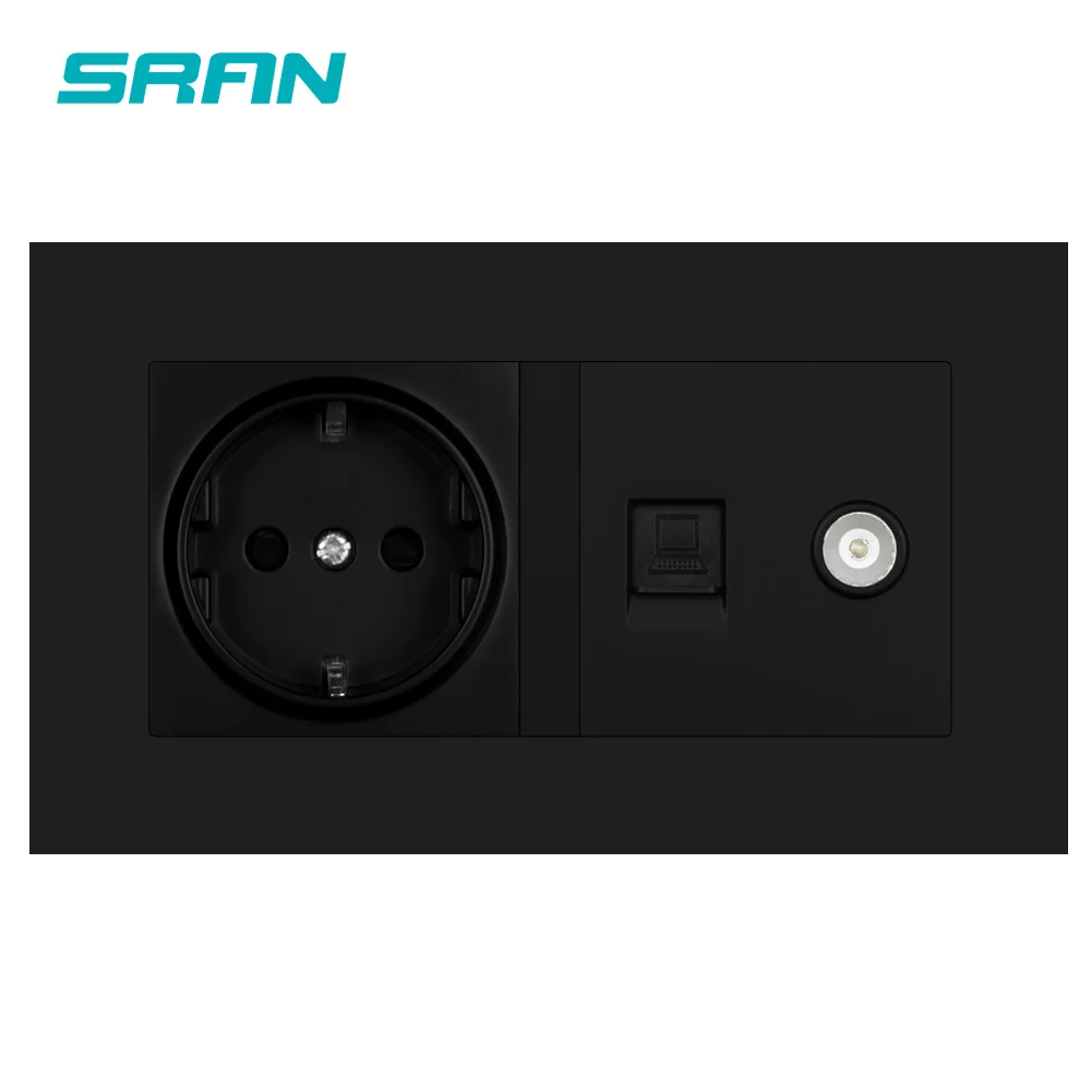 Европейская настенная розетка SRAN + TV с интернет-розеткой RJ45 cat5 огнестойкий