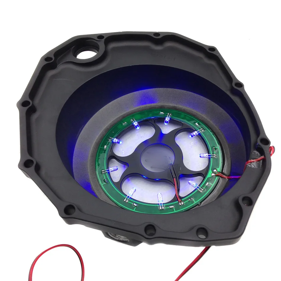 Aftermarket мотоцикл части синий светодиодный прозрачный Двигатель сцепления Крышка для Suzu GSX1300R Hayabusa B-king черный