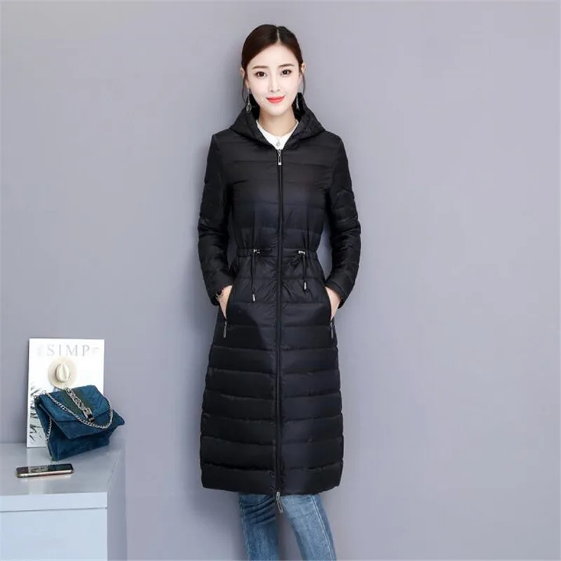 

Женская зимняя длинная куртка, Женская парка, ультралегкое пальто на 2020 утином пуху, женская верхняя одежда, зима 90%
