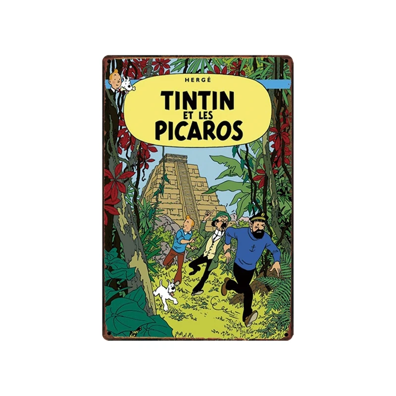 X Tintin мультфильм металлическая Оловянная вывеска Альфа арт живопись магазин настенный стикер домашний декор Tintin фильм плакат Бар Винтаж железные тарелки MN120 - Цвет: X