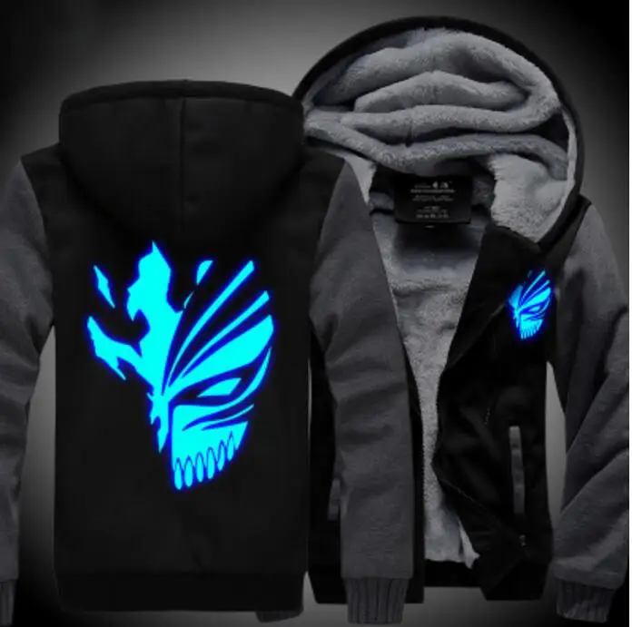 

Bleach Kurosaki Ichigo Coat Japanese Anime mask Cosplay Costume winter Hoodie thicken fleece jacket coat hoodies