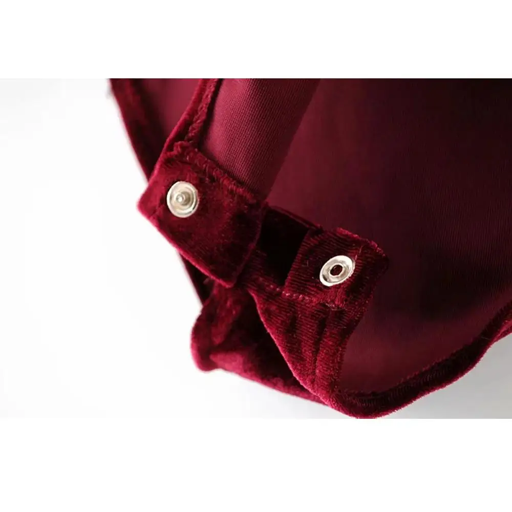 Женский бархатный комбинезон с v образным вырезом длинным рукавом и открытой