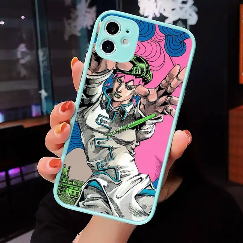 

Jotaro Kujo Jojo's Bizarre Adventure Phone Case For iPhone 12 11 Mini Pro XR XS Max 7 8 Plus X Matte transparent blue Back Cover