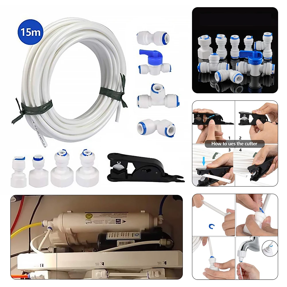 

1/4 inch Quick Reverse Osmosis Quick Coupling L / T/Y Type Straight Bend Tee RO Reverse Osmosis Pipe Household Water Hose