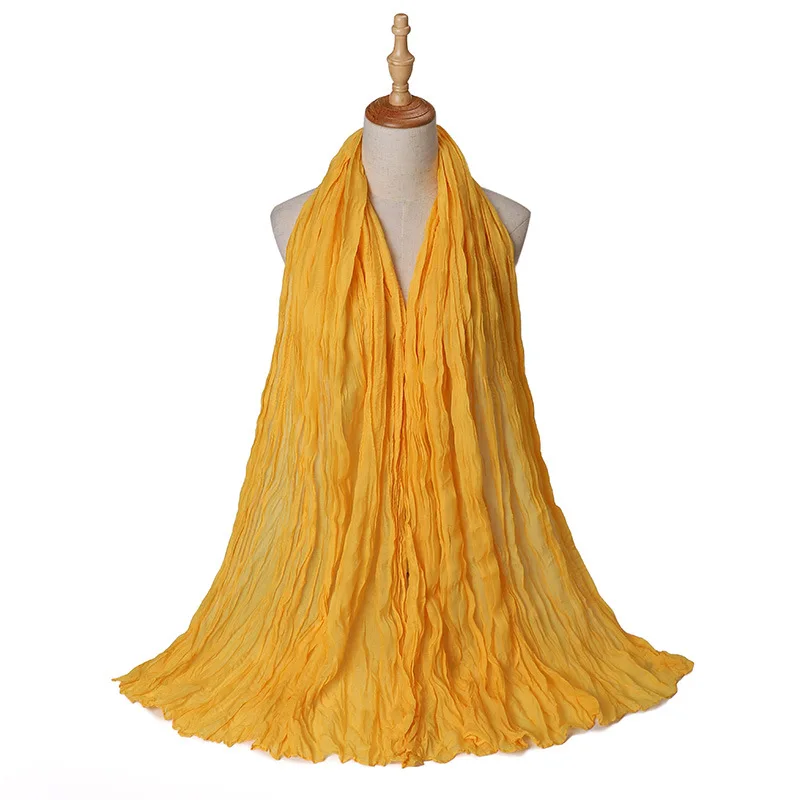 

Unisex Balinese Pleated Scarf Solid Color Cotton Linen Soft Breathable Scarf Candy Color Ladies Sunscreen Neck Guard Shawl F14