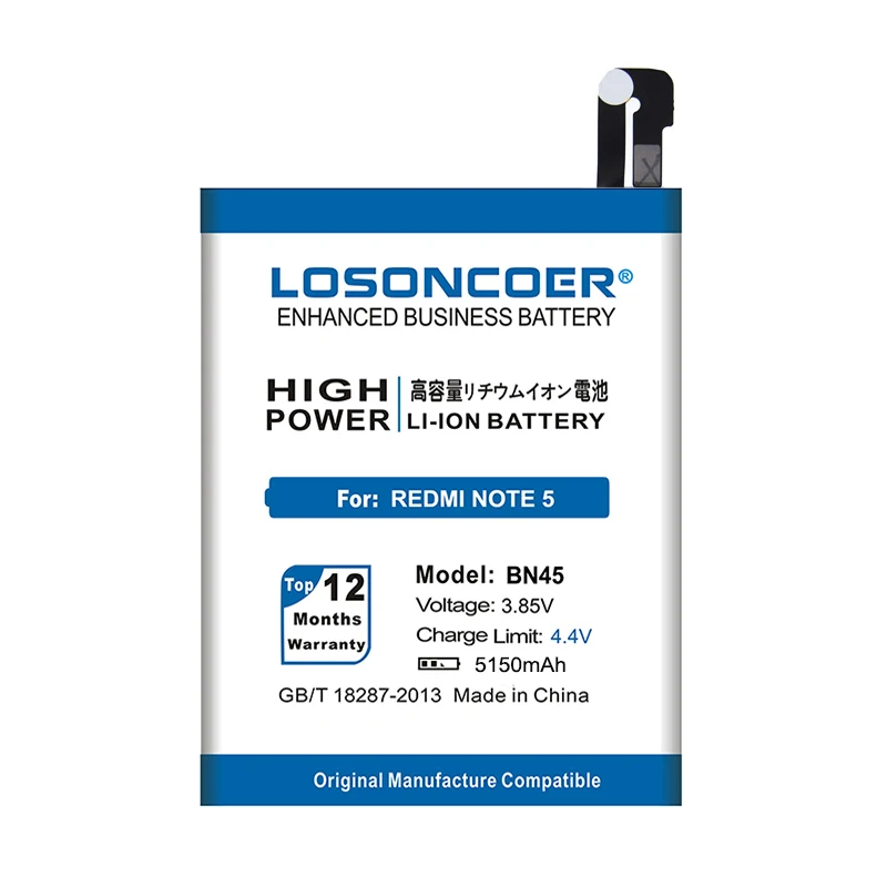 LOSONCOER 5150 мАч BN45 для Xiaomi Redmi Note 5 батарея Note5 Pro Высокое качество батареи мобильного телефона бесплатные инструменты держатель наклейки
