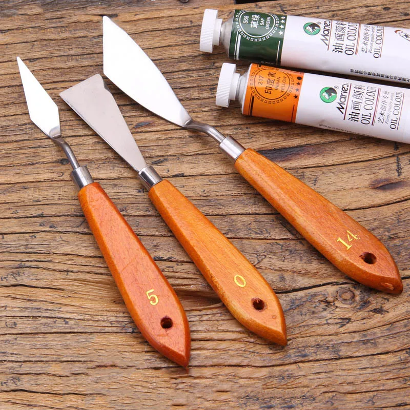 

3Pcs/set Professional Palette Knife Mix Oil Painting Stainless Steel Scraper Spatula Art Supplies for Artist Painting Tool Set