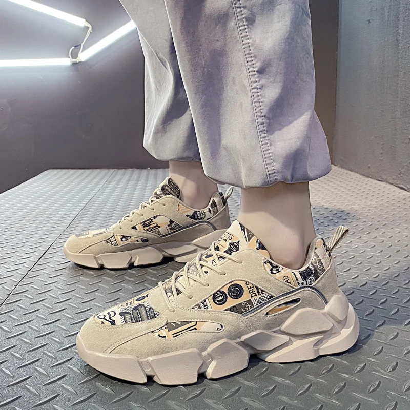 

Кроссовки QZHSMY мужские, Вулканизированная подошва, Повседневная модная обувь, граффити, черные, размеры 39-45, на весну