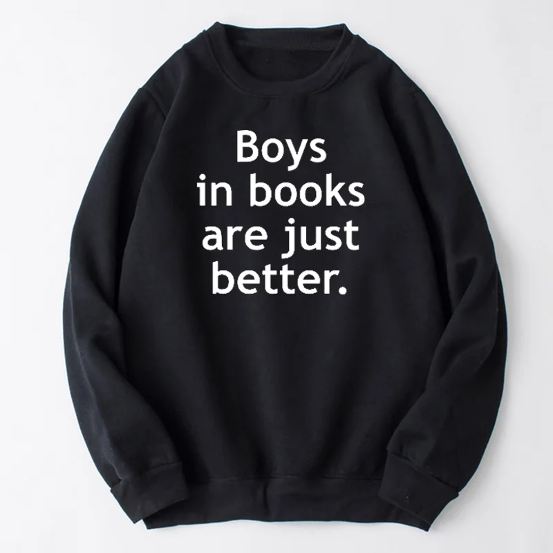 

Свитшот Kawaii Boy In Books Are Just Better унисекс, хлопковый пуловер с забавными буквами, рубашка с длинным рукавом и круглым вырезом, Прямая поставка