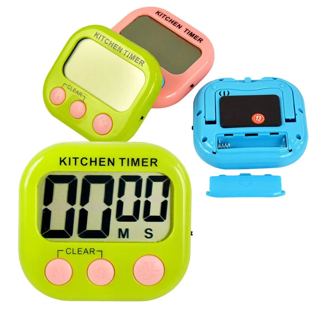 Multicolor Square LCD Digital Screen Alarm Clock Cooking Count Up Countdown Stopwatch Stand Kitchen Timer Home Accessories | Дом и сад