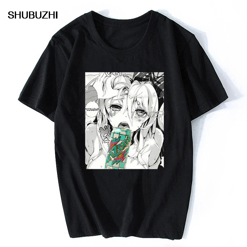 Футболка мужская с аниме Can Lewd Hentai хлопковая тенниска круглым вырезом в стиле хип