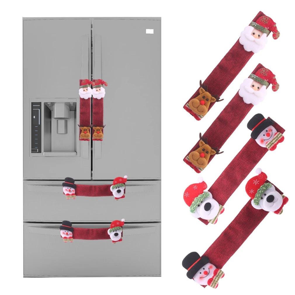 Фото 3/4 шт рождественские чехлы на дверную ручку холодильника Декор Рождественская