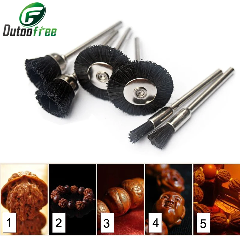 6 шт./лот нейлоновое колесо щетка с хвостовиком инструмента для снятия заусенцев