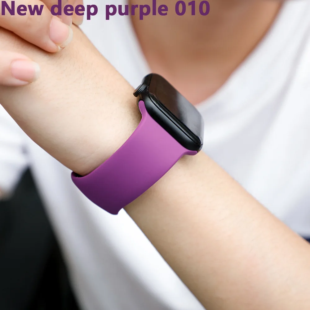 New deep purple 010 Спортивный ремешок для Apple Watch ремешок 44 мм 40 4 3 iwatch ремешок 42 мм 38 мм силиконовый pulseira ремешок для часов Браслет Apple watch 5 ремешок 44 мм - Цвет ремешка: New deep purple 010
