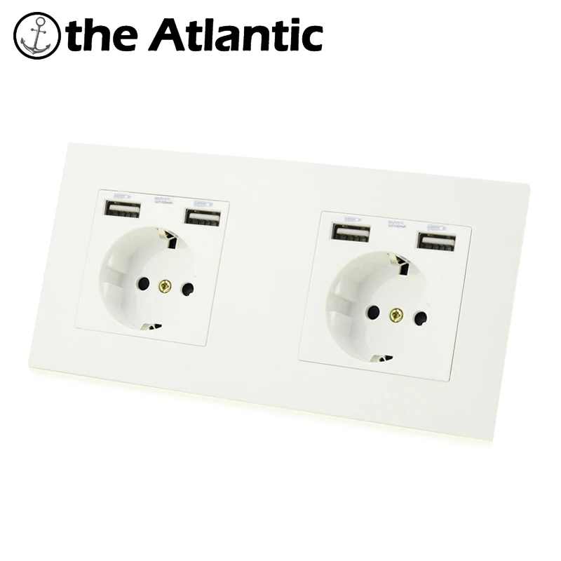 Atlectric европейская вилка розетка двойной usb зарядный порт домашняя настенная розетка двойная Тройная четырехъярусная электрическая розетка переходник usb,разетка с usb для дома,розетки
