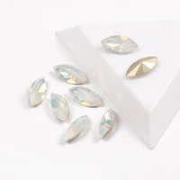 yanruo top quality crystal white opal color navette shape different size non hotfix stone super bright glass strass nail art gem