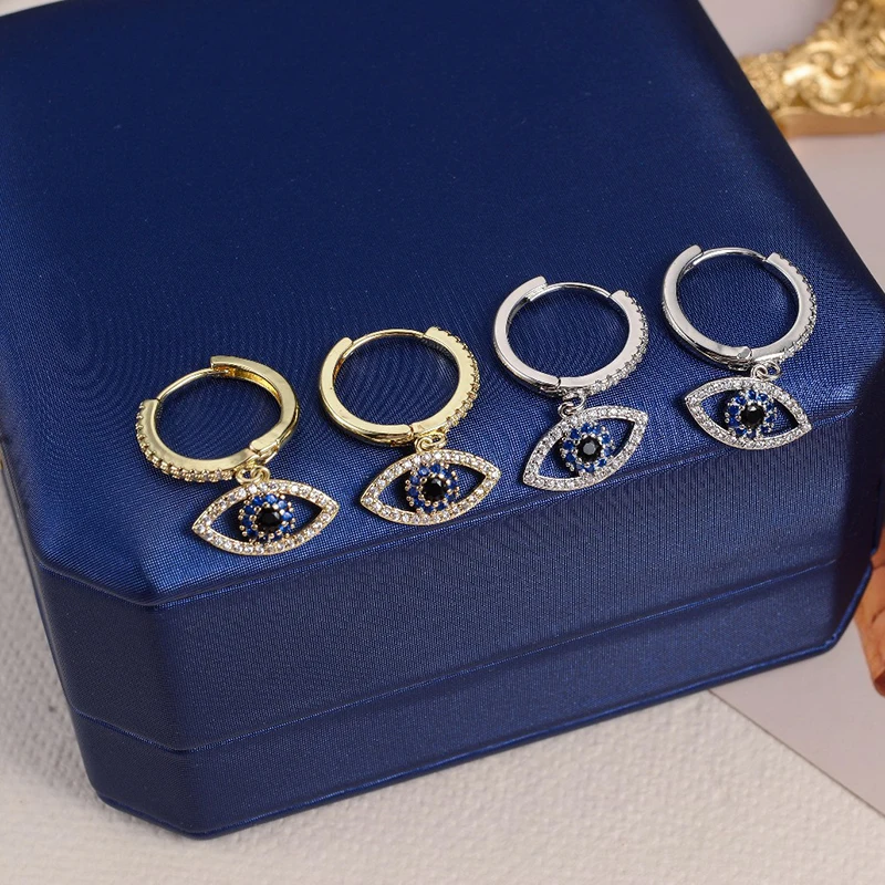 

Fashion Evil Eye Crystal Zircon Earrings for Women Girls Valentines Day Gift 2022 Trend Jewelry Piercing Pendientes Accessories