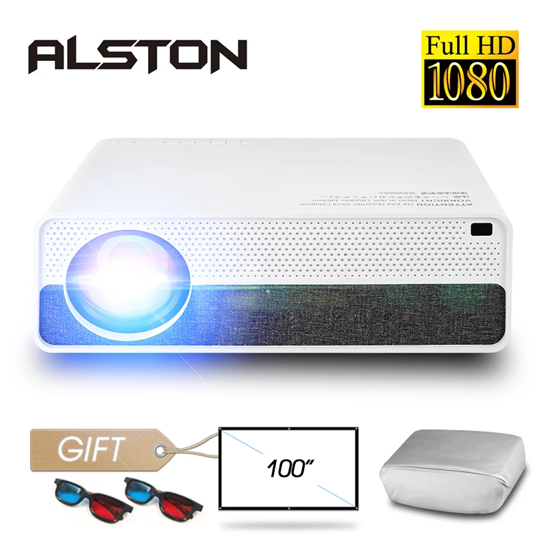 ALSTON Q9P Full HD 1080P проектор 4K 5500 люмен кинопроектор проектор Android WiFi Bluetooth hdmi VGA AV USB с подарком