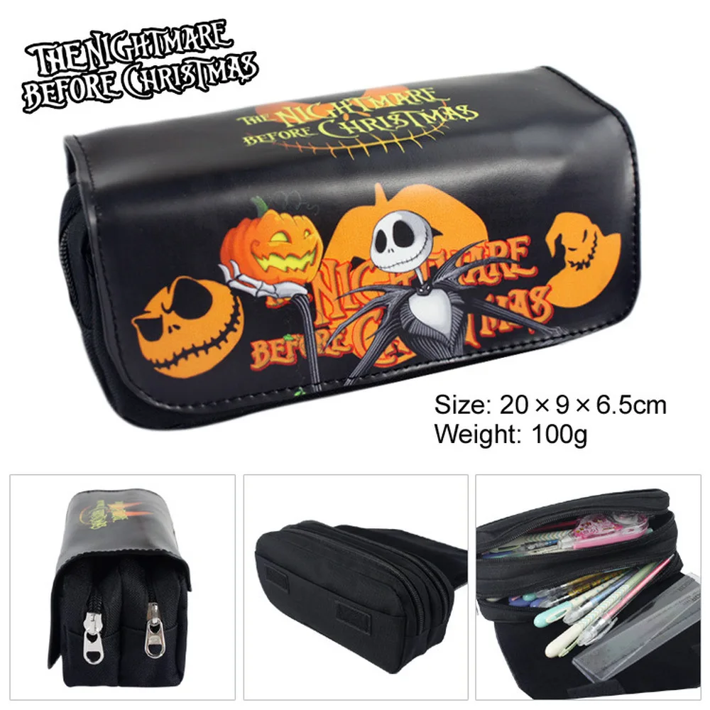 Кошмар перед Рождеством, брезентовый чехол-карандаш Jack Skellington, студенческий пенал, женская косметичка, косметички, канцелярская сумка