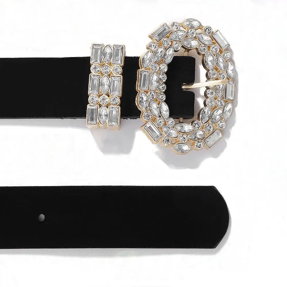 

LOVE&LEMONADE Gold Rhinestone PU Belt ACC0003