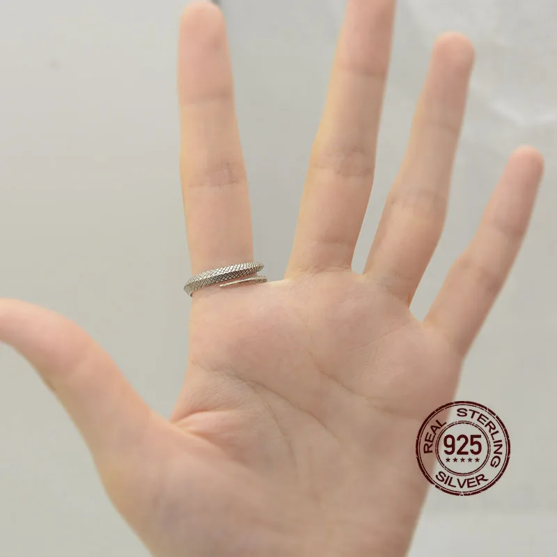 HelloLook 925 пробы Серебряное готическое кольцо в виде змеи питона для мужчин и женщин