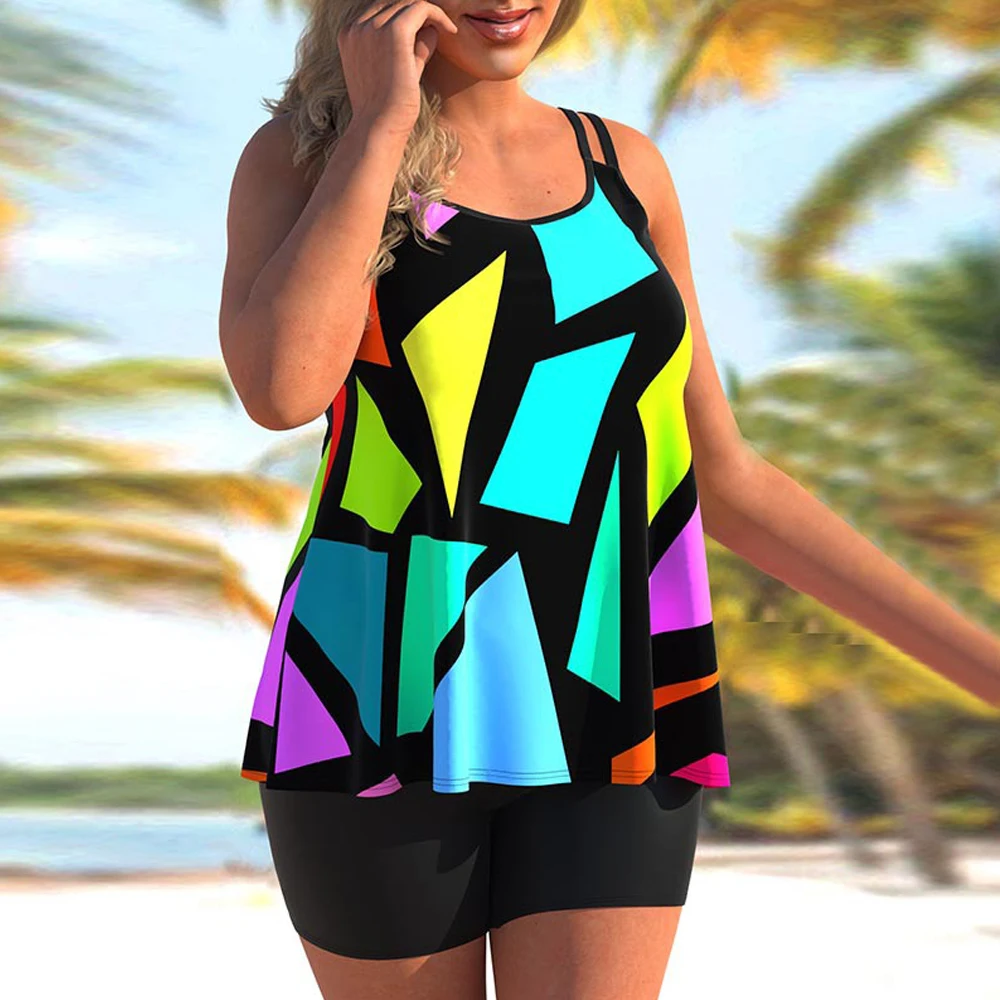 Женские комплекты Танкини Модный Купальник из двух предметов с 3D принтом