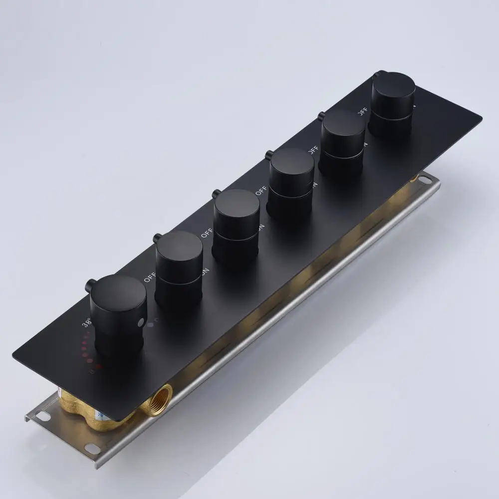 Матовый черный душевой набор для ванной комнаты Термостатические Смесители душа